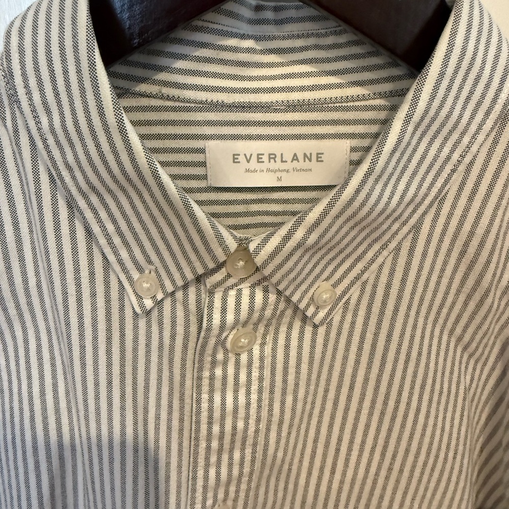 Everlane Men's Oxford Striped Shirt - Black and White